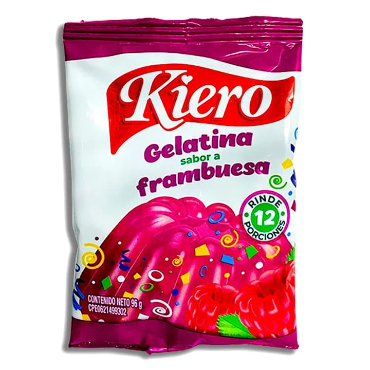 GELATINA SABOR A FRAMBUESA KIERO 96 G